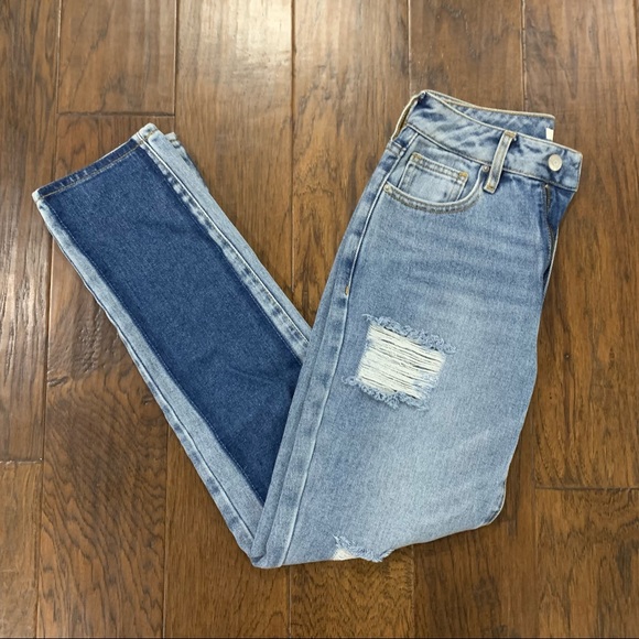 Pacsun patchwork dyed contrast paneled colorblock mom jean size 23 EUC - Picture 3 of 9